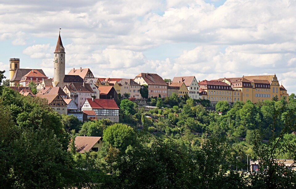 Blick auf Kirchberg an der Jagst