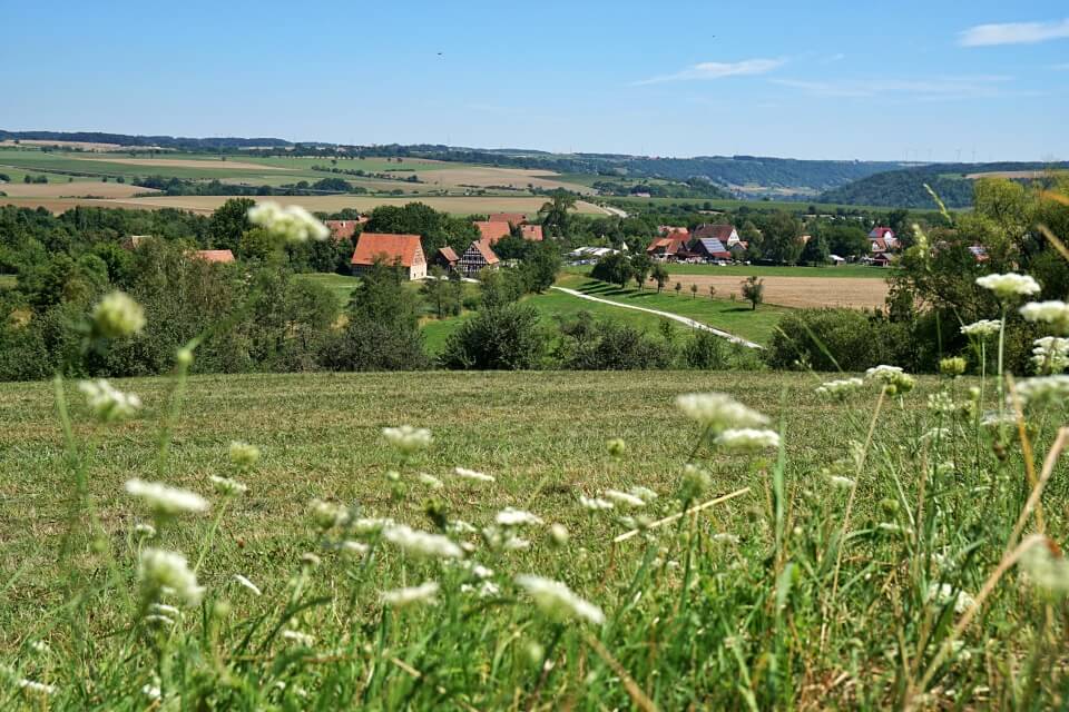 Ausblick Freiluftmuseum Wackershofen und Hohenlohe