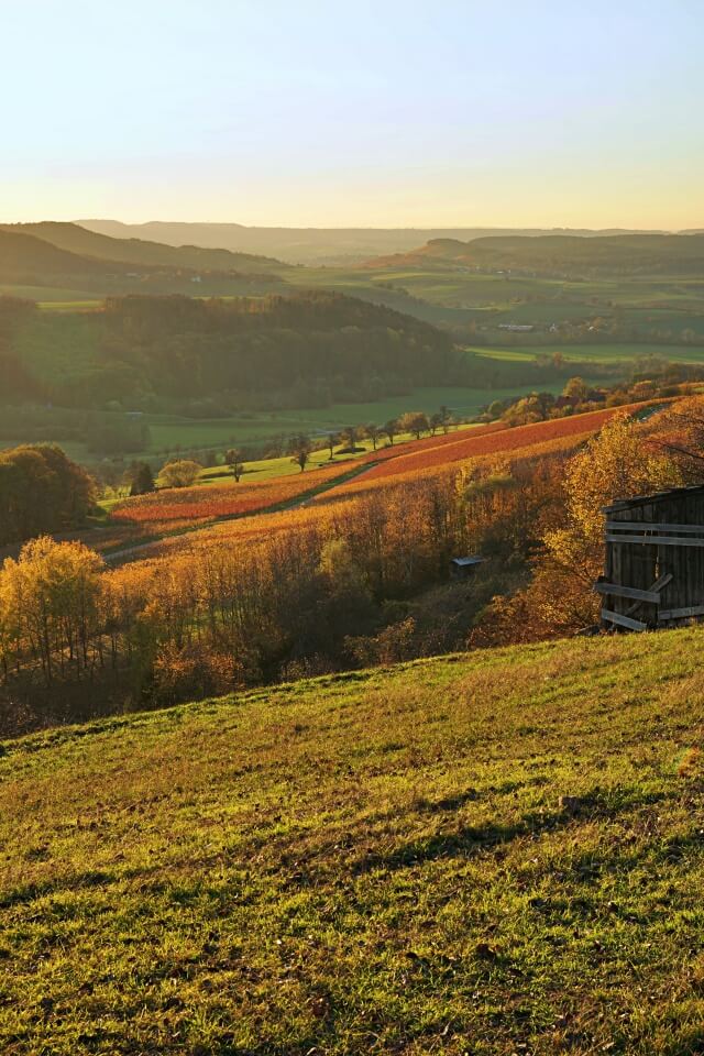 Sonnenuntergang ueber Geddelsbach und dem Heilbronner Land