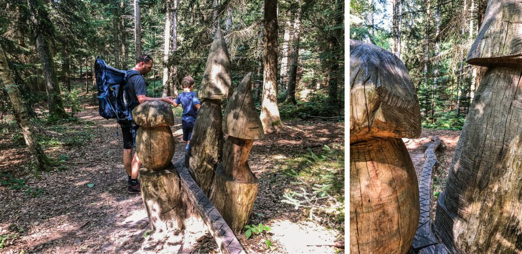Balancieren auf der Schlange im Maerchenwald Gschwend im Schwaebischen Wald